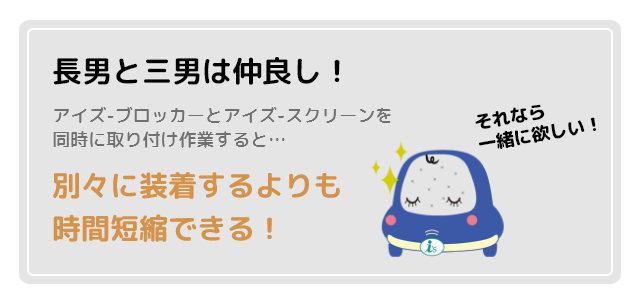 アイズ-ブロッカーとアイズ-スクリーンは同時装着で時間短縮。